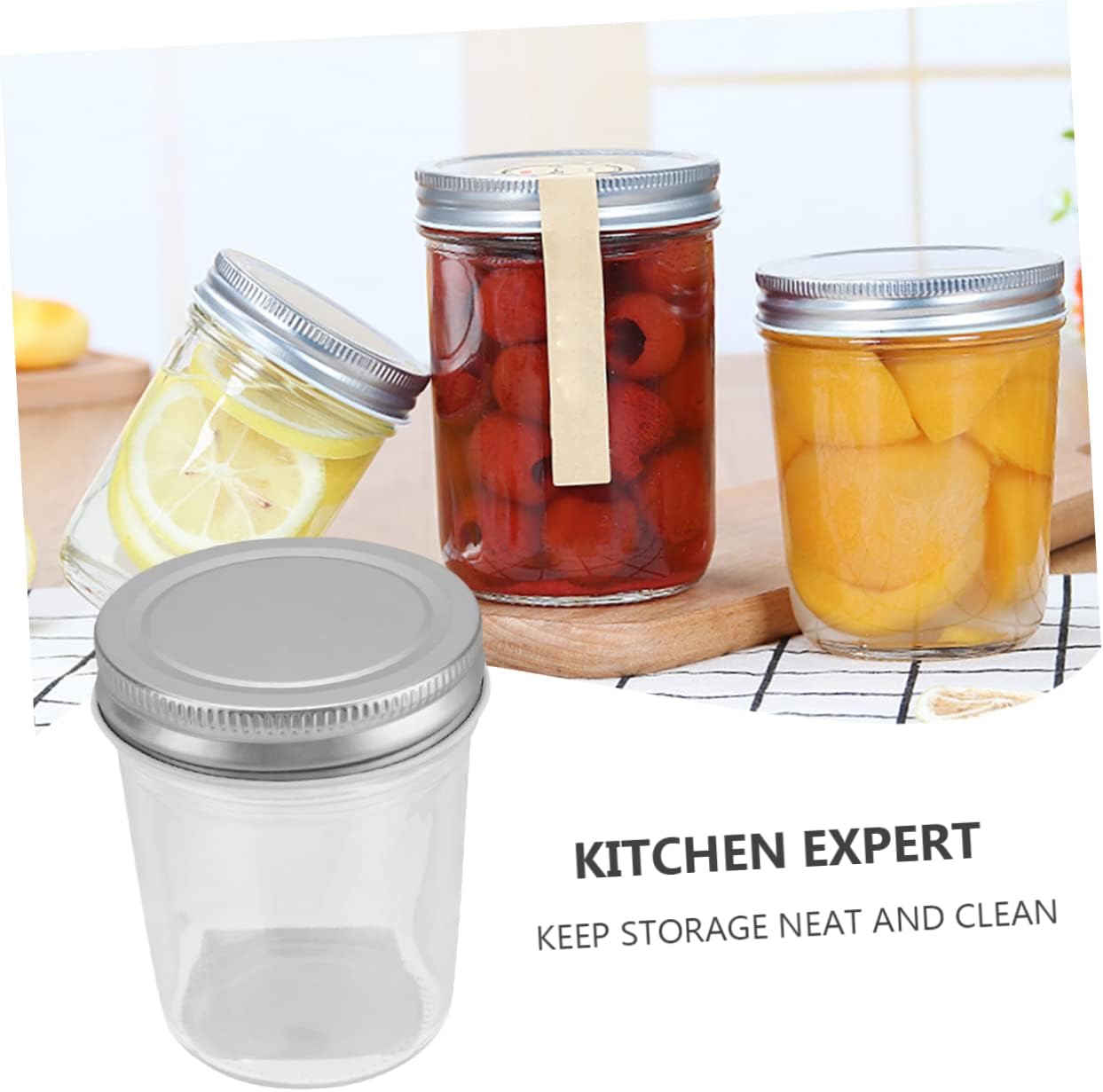 6pcs Honey Glass Jar Can Jars Lids Sealed Canning Lids for Kitchen Storage