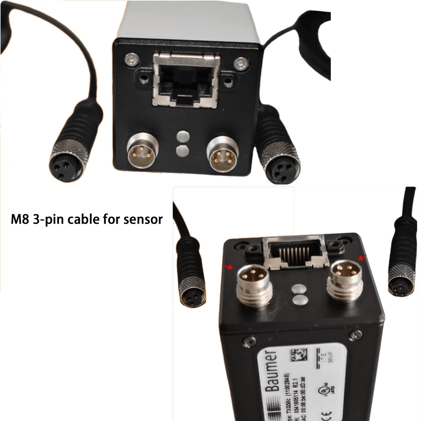 HangTon Cable de alimentación M8 hembra 3 pines sensor actuador blindado PVC 3m para Banner Baumer Turck SICK Omron