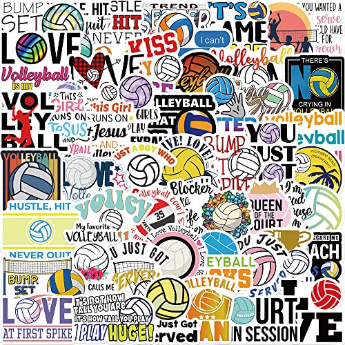 50Pcs Volleyball Sport Stickers I Love Volleyball Decals Waterproof Vinyl Stickers for Water Bottles Laptop Phone case Scrapbook Skateboard for Girls Teens Adults Party Supplies(Vollyball)