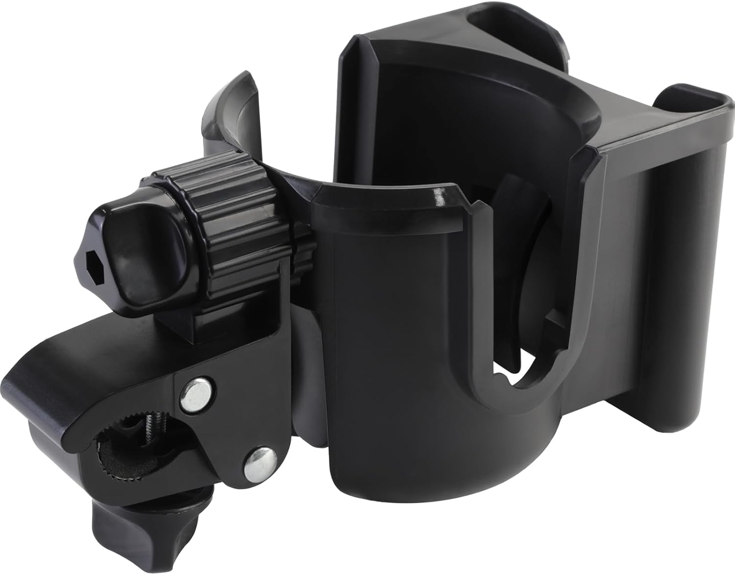 Universal Stroller Cup Holder with Phone Holder, 360°Rotatable Bottle Holder with Strong Clip, Accessories for Stroller, Bike, Wheelchair, Walker, Scooter
