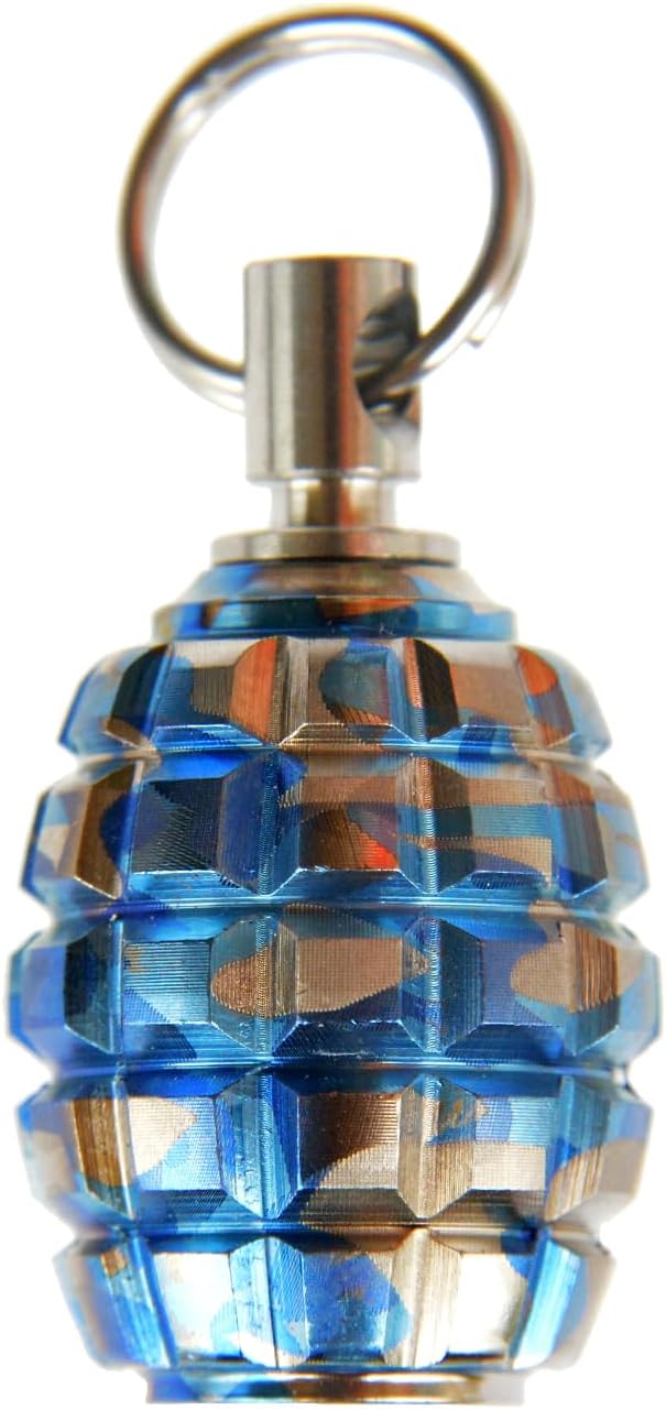 Barrel Shape Grenade Texture, Solid Titanium Ti TC4 CNC Lanyard Big Bead, for EDC DIY Paracord Accessories, Knife Lanyard Beads, Necklace Pendant Beads,MGQK (Navy Camouflage) - Image 5