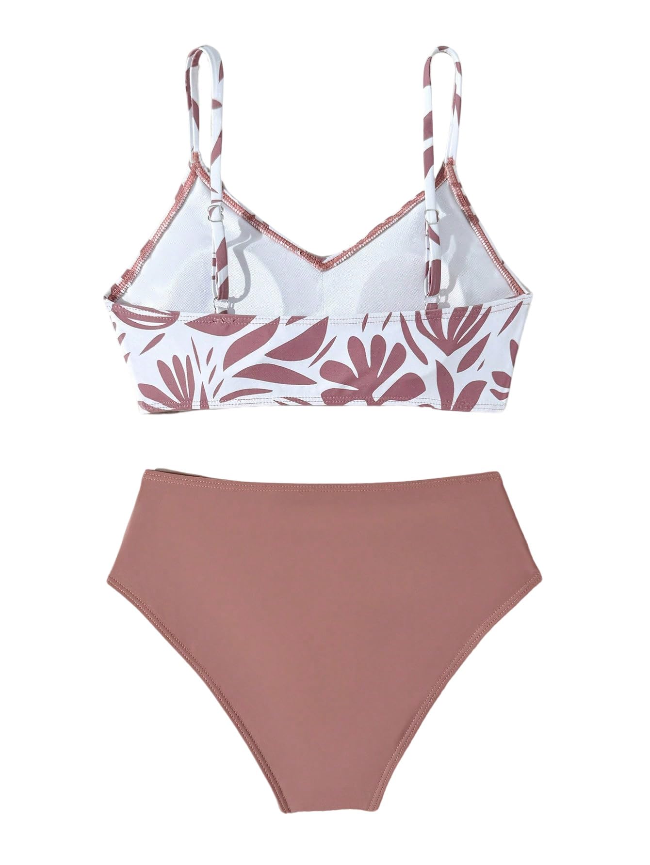 SweatyRocks Dziewczęce bikini zestaw 2-częściowy zestaw bikini z tropikalnym wzorem, wysoka talia, moda kąpielowa, zestaw bezprzewodowych bikini, moda plażowa