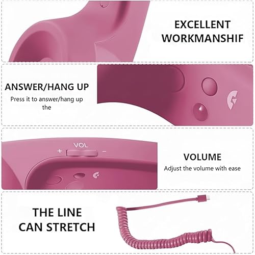 Miniatura 5 de Tipo C - Receptor de mango de teléfono retro estilo teléfono, auricular de teléfono Bluetooth para teléfono móvil, receptor de teléfono celular de