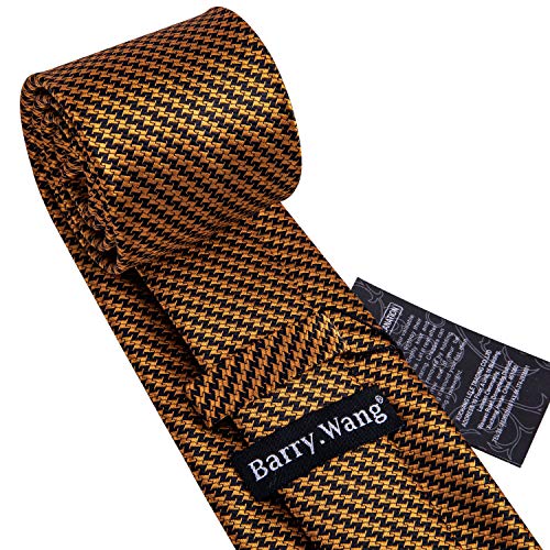 Image of Barry.Wang Silk Men Ties Formal Stripes Necktie and Tie Clip for Wedding Party Business Fashion Classic