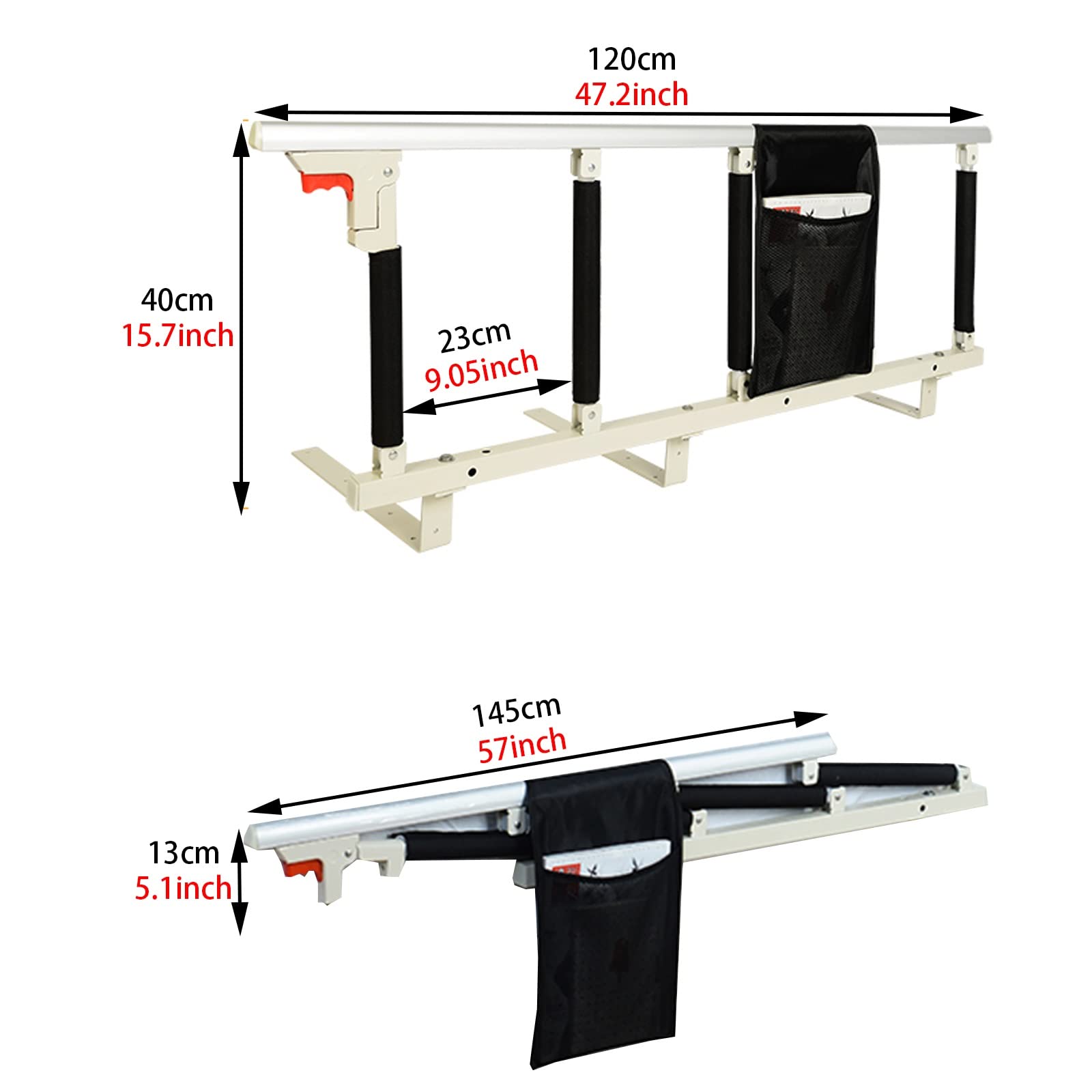 Barandillas de Cama Protector Lateral for Cama, Barandilla de Cama médica para Adultos Mayores con Bolsa Organizadora Acolchada, Guardias de Hospital Barandillas de Parachoques Seguridad (Size :