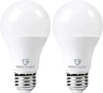 Great Eagle Lighting Corporation Super Bright 150W-200W LED Light Bulb 2600 Lumens, A21 Non-Dimmable 5000K Daylight, High Lumen, UL Listed (2-Pack)