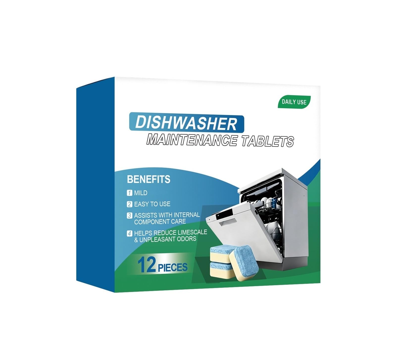 Hoja de limpieza for lavavajillas 12 piezas | La descontaminación y la desincrustación quedan frescas, brillantes y limpias.(2pcs)
