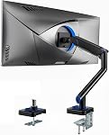 ARES WING Ultrawide Moniteur bras pour 17"-49", noir , Monitor Monitur Mont tient jusqu'à 44lbs, Support de moniteur de ressort mécanique de grande puissance, 75/100 VESA Montage, pince/base de grenade