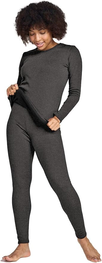 LAPASA Womens Thermal Underwear Set Light/Mid/Heavy Weight L17/ L41/L44 | Soft fleece-lined top and bottom base layer set with lite, midweight, and heavyweight options for skiing or daily wear.