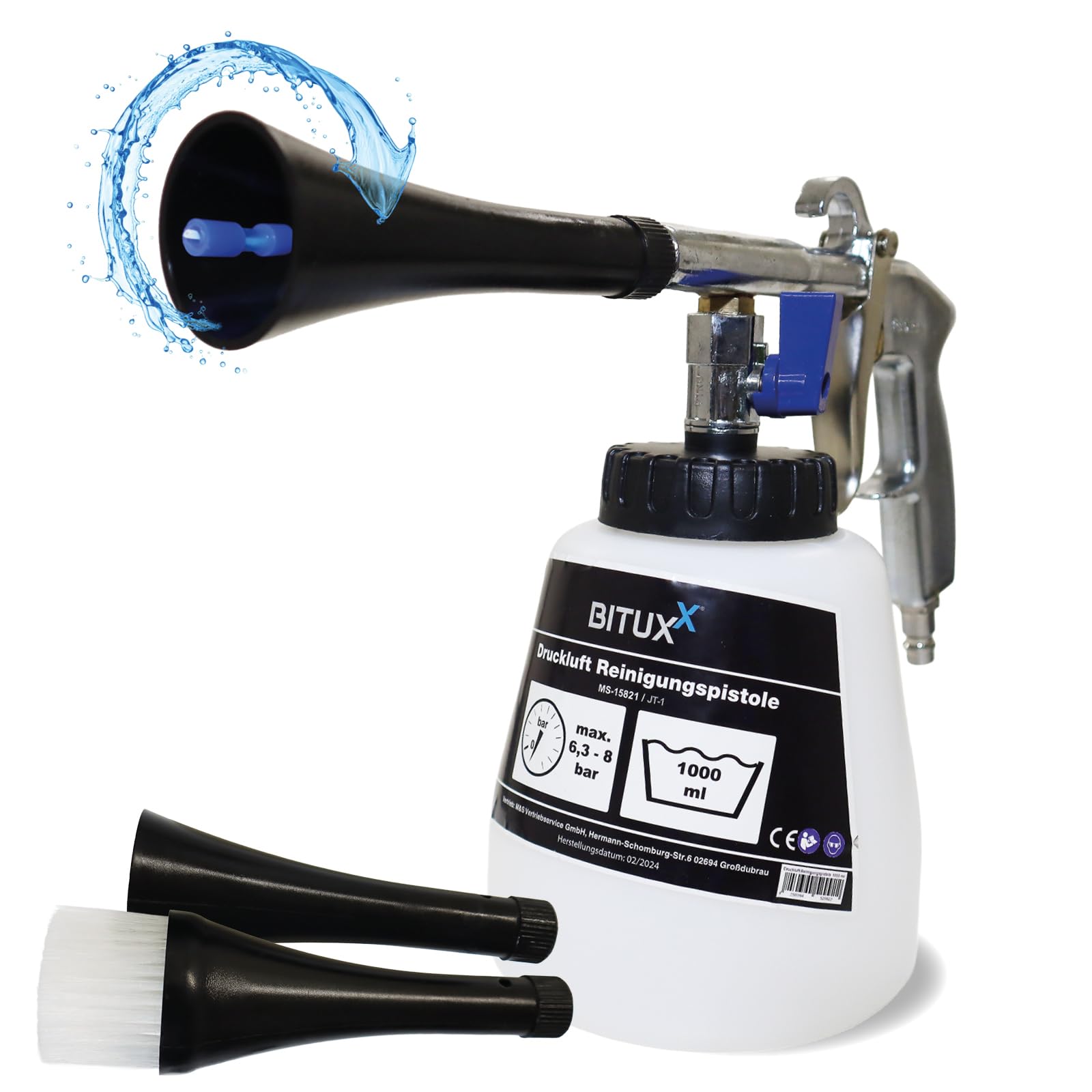 BITUXX® Druckluft Reinigungspistole Auto Kfz Luftdruck Reinigungspistole Waschpistole 1000ml