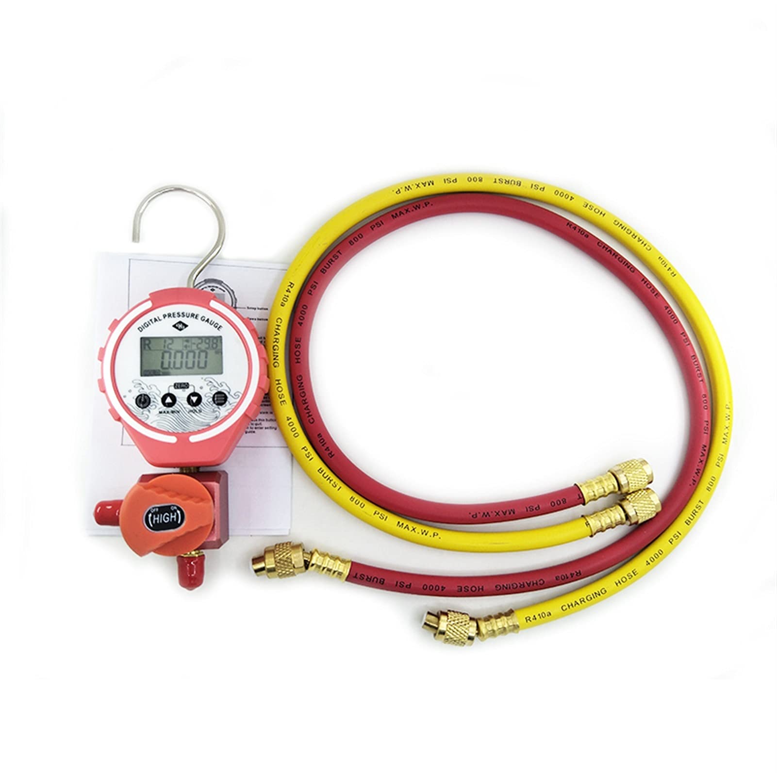 Bomba de vacío de CA Colectores de Escape Manómetro Medidor de colector de refrigeración Medidor de probador de colector de presión de vacío Probador de Temperatura HVAC Kit de Carga de CA
