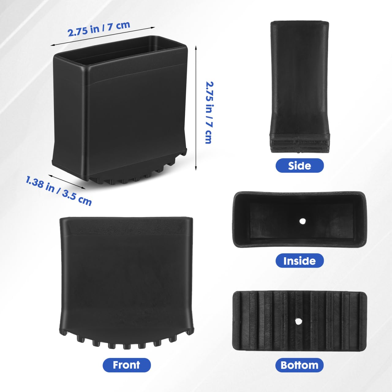 Cabilock Coperture Piedi Scala Antiscivolo 2.75X2.75X1.38In Pad Gomma Resistente Per Piedini Scala Alluminio 4 Gradini Protezione Pavimenti E Stabilità Set 4 Pezzi Per Uso Domestico E Professionale