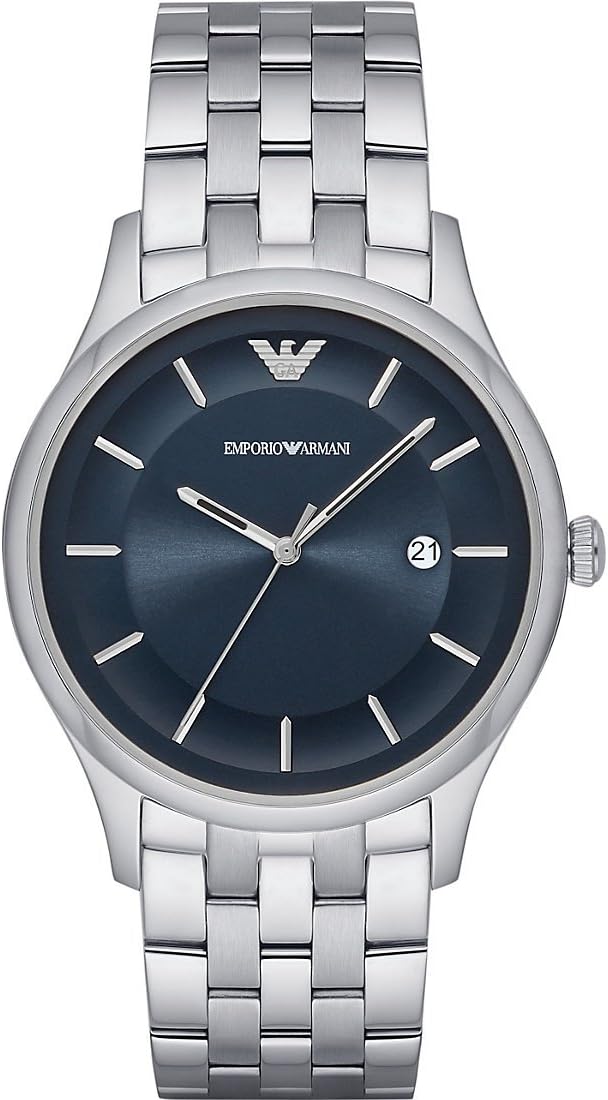 Emporio Armani Lambda Men's Quartz Watch with Blue Dial and Silver Stainless Steel Bracelet AR11019