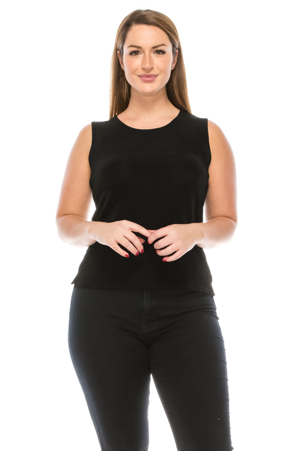 Jostar Women's Sleeveless Tank Top - Round Neck Solid Casual Basic Soft Side Slit Non Iron T Shirts