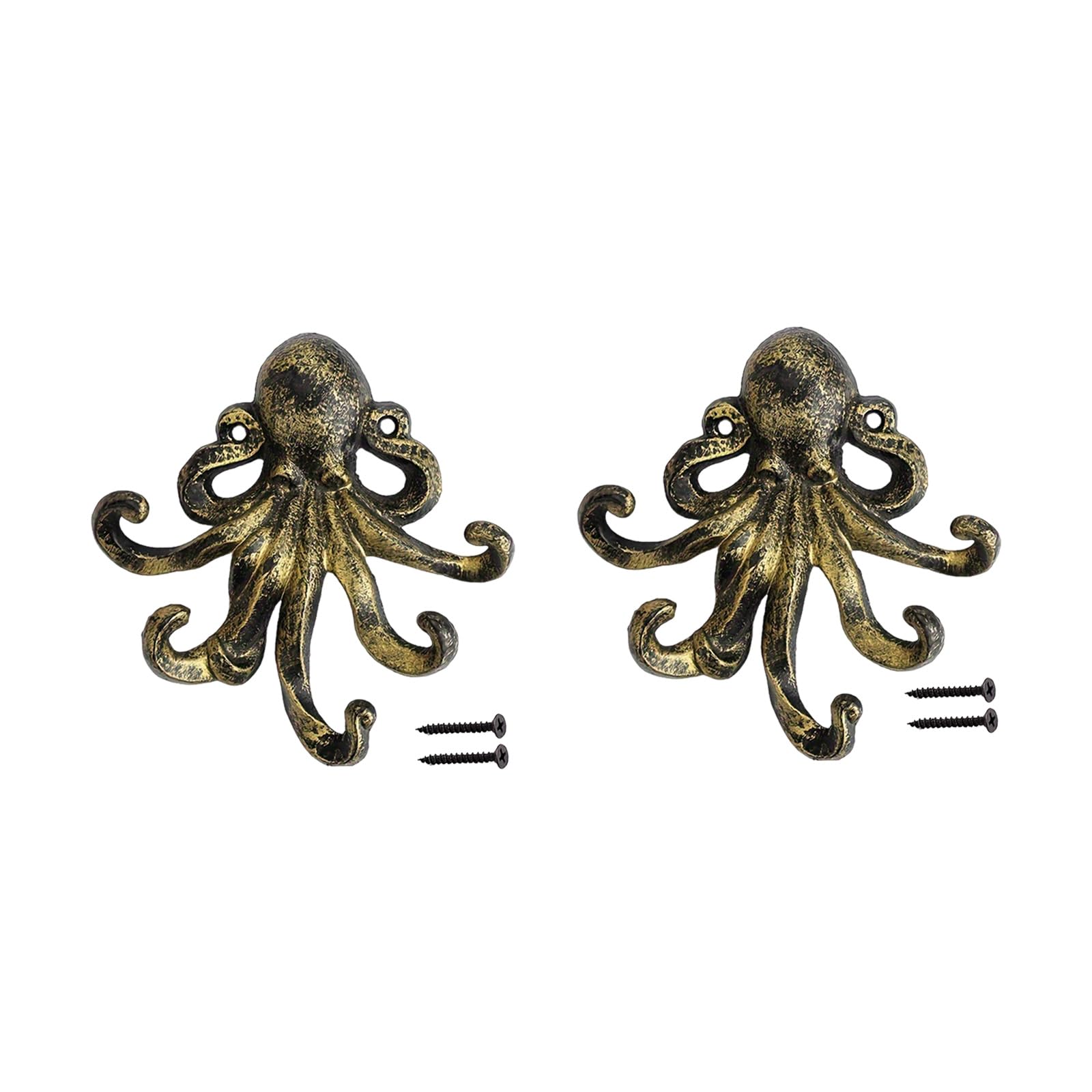Nrgqaxm C Octopus-Hooks, Ast Iron-Octopus Oat Hook With Screws Wall Mounted Vintage Towel Hook Decorative Nauticals Hand Towel Hooks Metal Oat Rack Lothing Hanger For Entryway Storage
