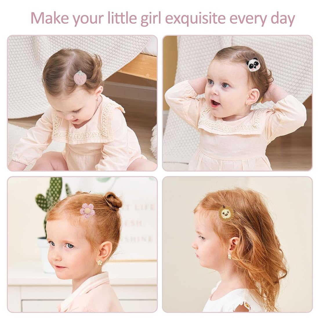 Barrettes Bébé Fille Mini en Coton Doux - Fleurs Panda Tournesol - Accessoires Cheveux Sécurisés Sans Irritation - Confortables pour Nouveau-Nés et Enfants
