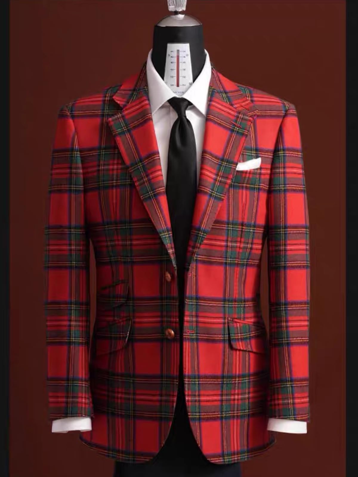 Giacca sportiva da uomo in tweed scozzese, rossa, elegante, sottile, misto lana, caldo, cappotto Norfolk per feste, balli, cene, matrimoni