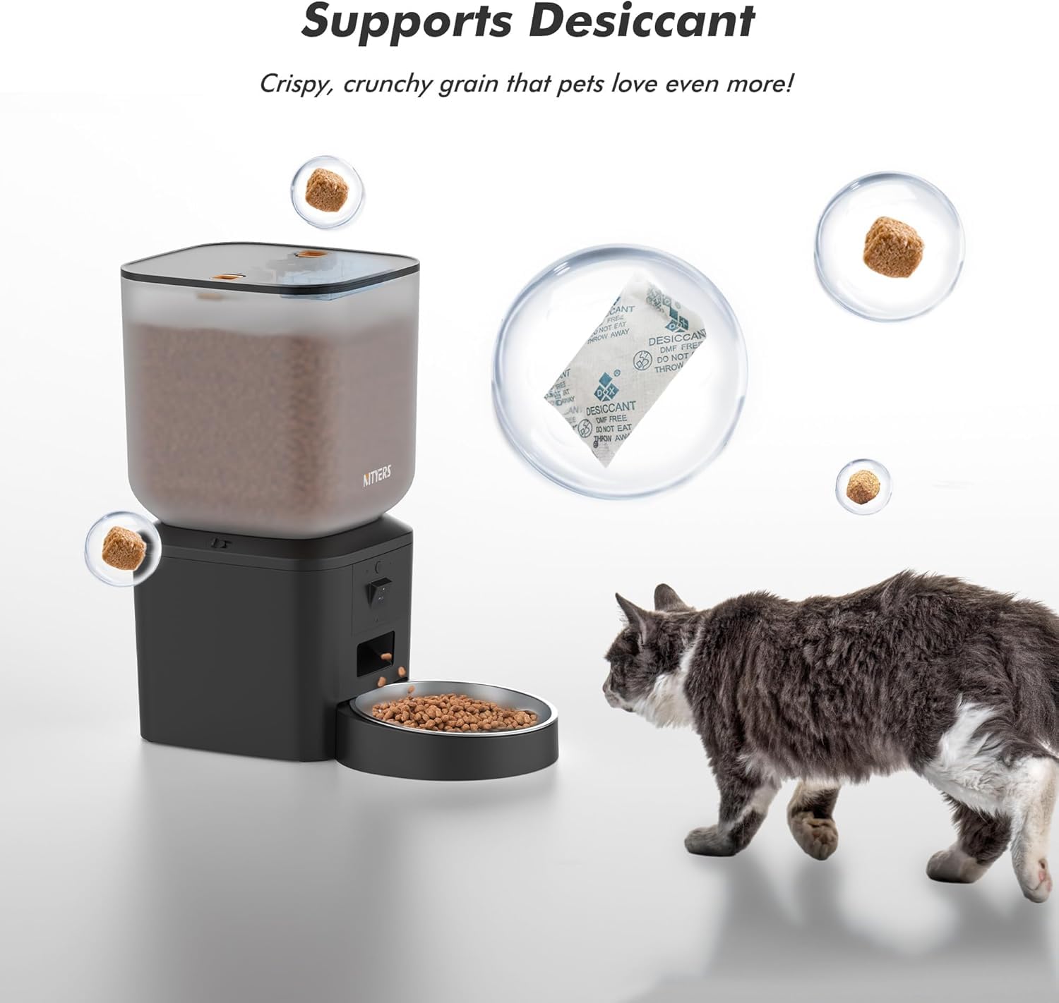 Comedero automático para Perros y Gatos con cámara y WiFi: 8L/34 Tazas, visión Nocturna 1080P, WiFi 2.4 y 5G, conversación bidireccional, grabación de Voz de 10 Segundos, dispensador de Alimentos