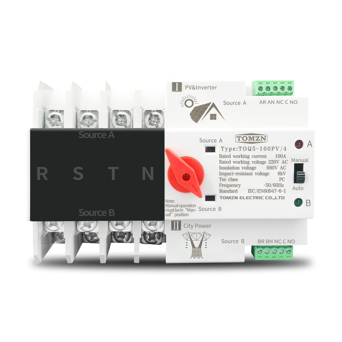 Magnetotermico,Interruttori Automatici 2p 3p 4p.Guida DIN.ATS. For PV. E Inverter Dual Power Automatic Transfer Selector Switch Ininterrotti 63A 100A 125A(4,100A)