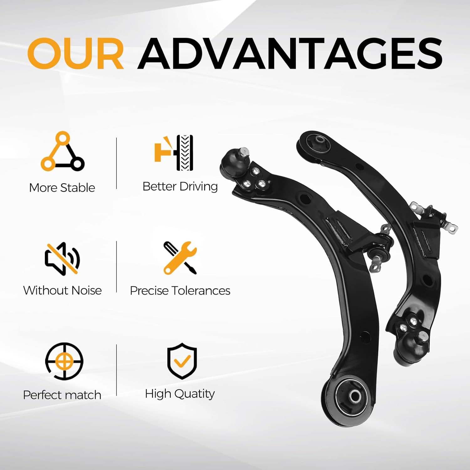 PAROD 8PCS RK620302 RK620301 Front Right Left Lower Control Arm Assembly Fit for 2005-2010 Chevy Cobalt, 2006-2011 HHR, 2007-2009 Pontiac G5, 2005-2006 Pursuit - FE1 Suspension Only