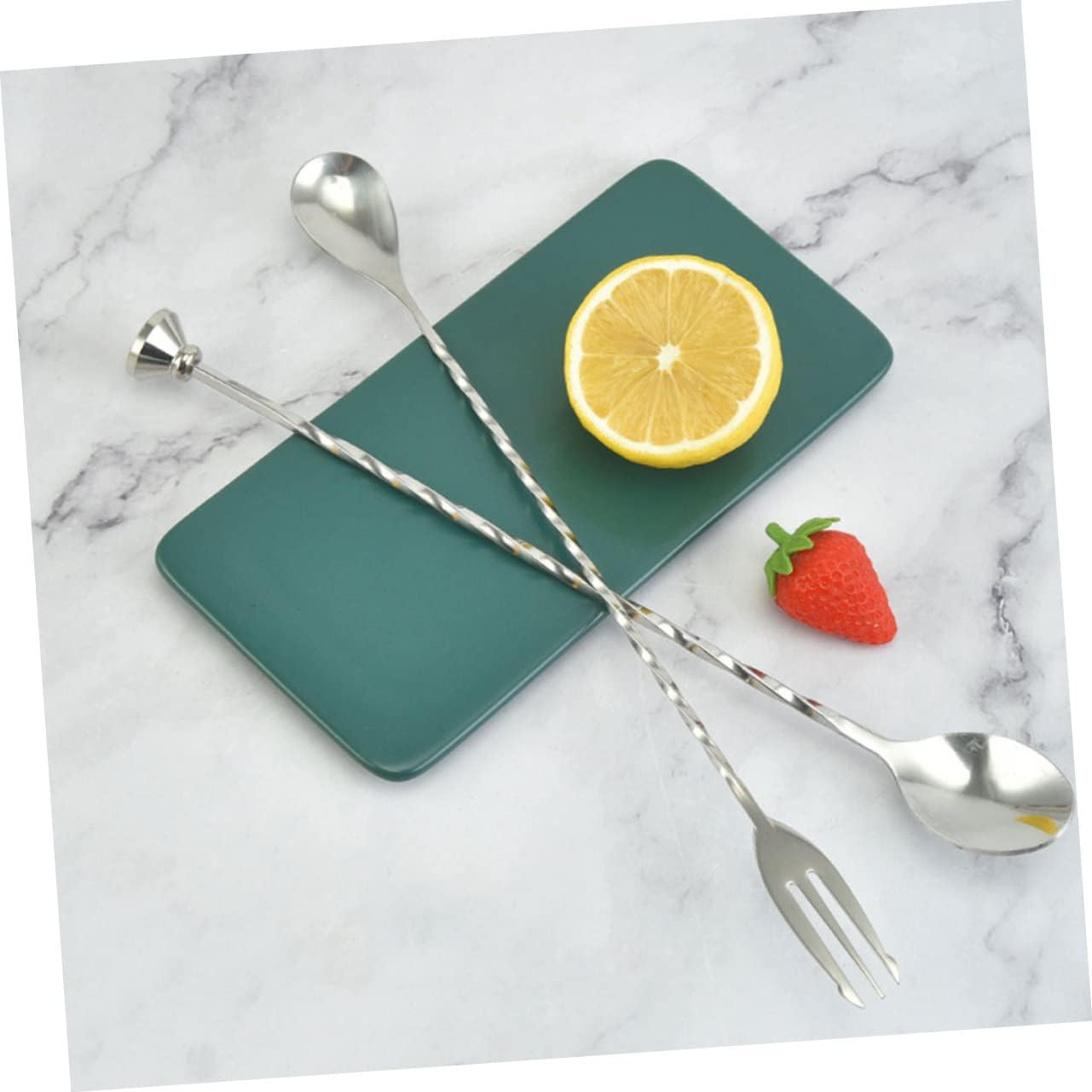 Cabilock Stainless Steel Cocktail Stirrer Spoon with Extended Handle for Mixing Drinks and Desserts Smooth Polished Bar Accessory for Coffee Tea Juice and Beverage Stirring at Home and