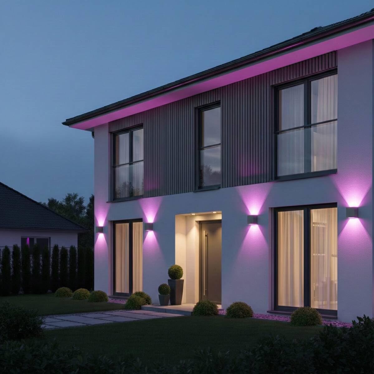 Metzler Lumic Smart LED Up Down Wandleuchte RGBW 6,5 W – App-Steuerung, dimmbar, verstellbarer Lichtwinkel 0–60°, IP65 Innen & Außen, RAL 7039 Quarzgrau