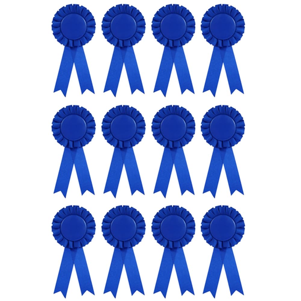 24 Pcs Blank Award Ribbon Rosette, 1st Place Award Ribbons, Winner Honorable Prize Badge Ribbons for School Competitions, Blue