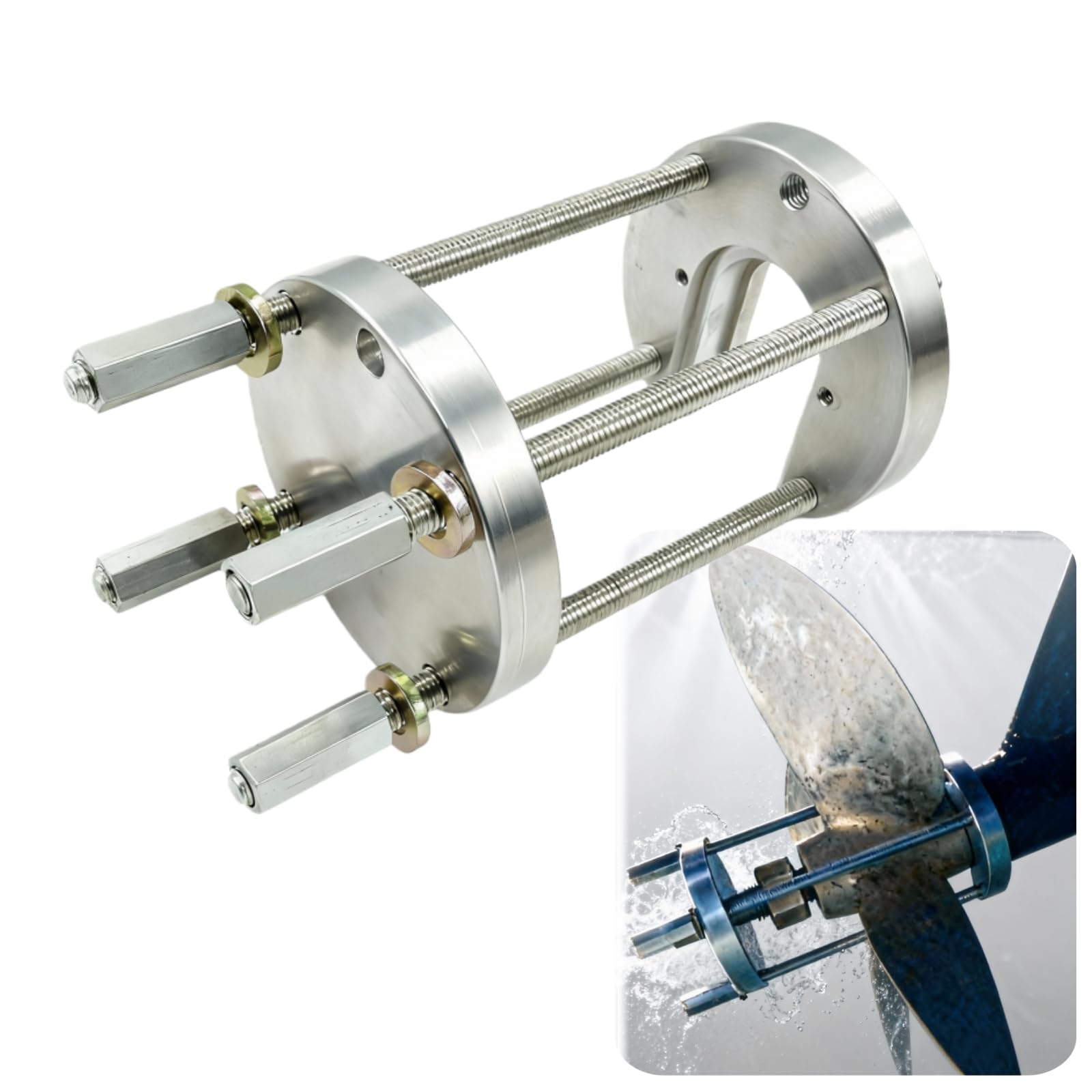 K813 Boat Prop Puller for 3 & 4 Blade, Marine Propeller Puller Kit, Heavy-Duty Boat Propeller Removal Tool Upgrade from K812, for 1-1/2" to 2" Prop Shafts, for Hub up to 3.75" 3-Blade, 4.125" 4-Blade