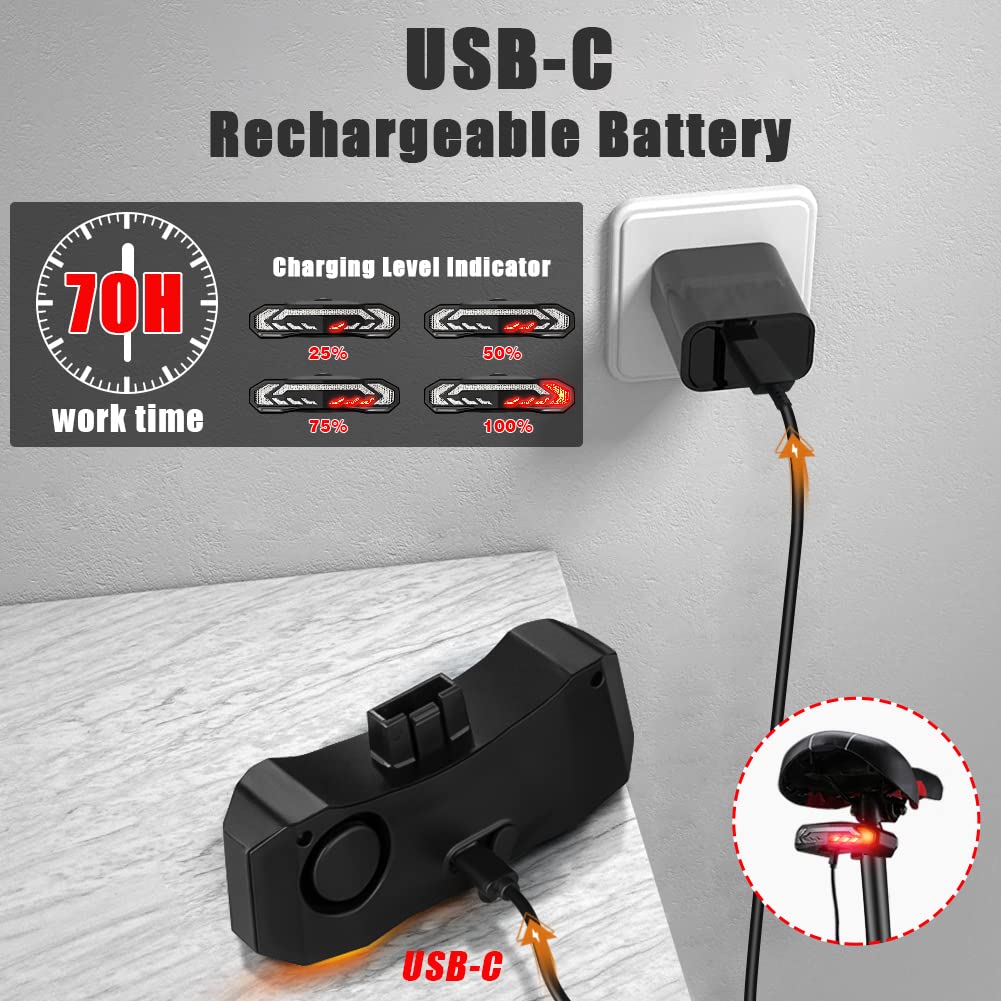 Bike Taillight with Turn Signals and Alarm