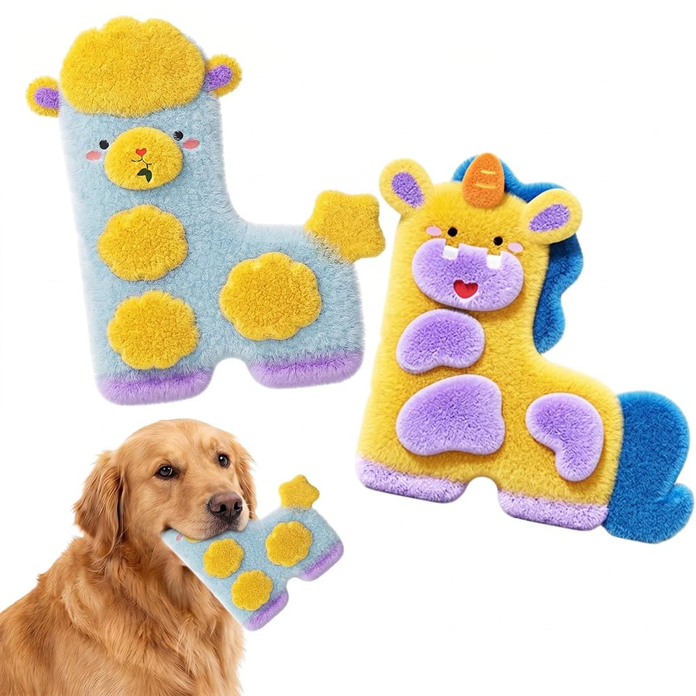 MengYu Jouet couineur en peluche pour chiens de petite et moyenne taille, jouet à mâcher interactif doux avec couineur intégré, joli lama et licorne pour jouer en intérieur, rapporter, entraîner et