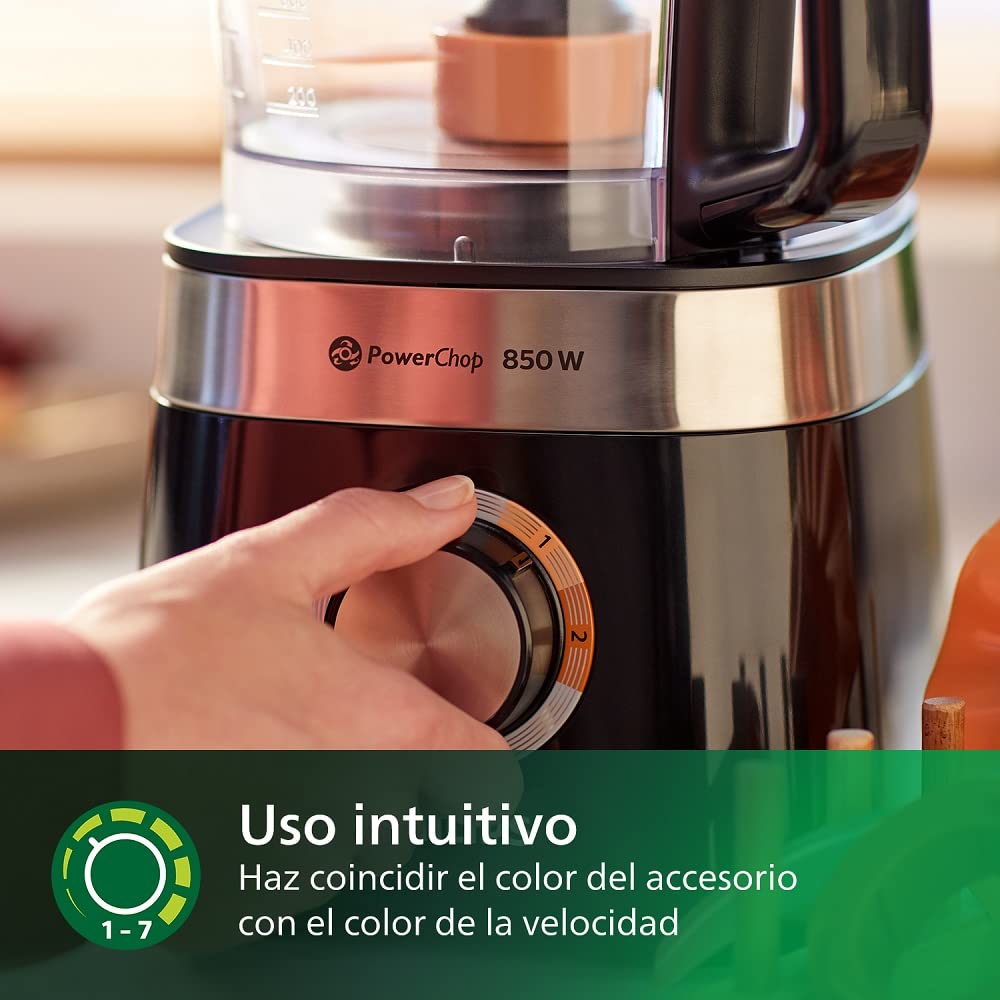 Philips Robot de Cocina Compacto y Licuadora - 850W, 31 Funciones, Jarra 2.1L, PowerChop, Cuchilla de Acero Inoxidable (HR7530/10)