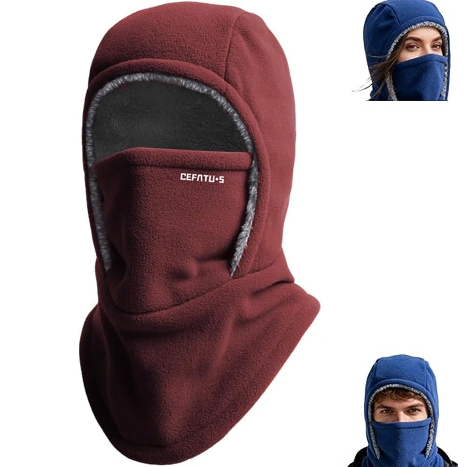 Outdoor Winter Warm Hat Neckband Integrated Cycling Mask Neck Gaiter Fleece Balaclava Hat Full Face Ski Mask Hood