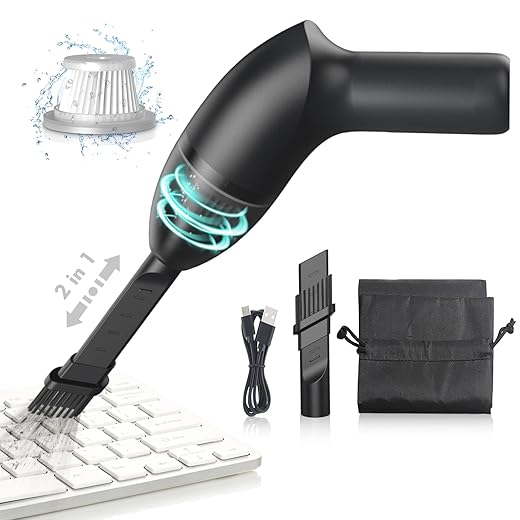 EASYOB Keyboard Cleaner|Mini Vacuum for Desk, Handheld Cordless Computer Vacuum Rechargeable (with LED Light) for Cleaning Hairs, Crumbs for Desktop, Piano, Car Interior & Sewing Machine Clean [A043]