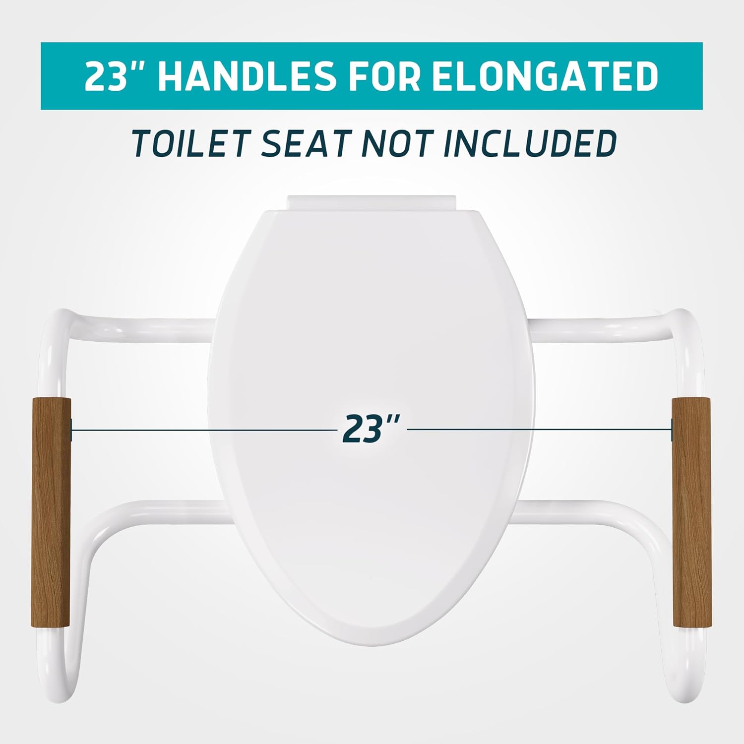Lunderg 23" Handrails for Elongated Raised Toilet Seat - Raised Toilet Seat Not Included - Extra Sitting Space