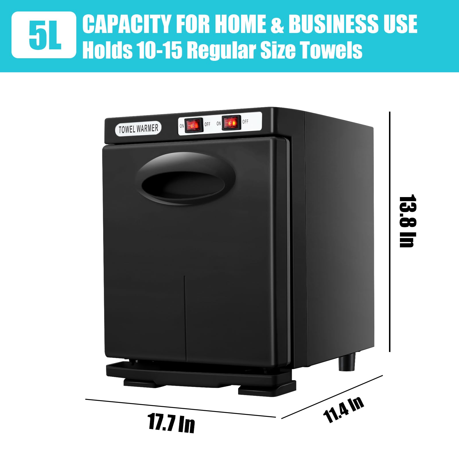 Scaldasalviette Sterilizzatore 5L Armadio di disinfezione UV per Asciugamani, 176°F Armadio per Asciugamani Caldi per Salone di Parrucchiere Bagno Bellezza Ufficio Casa Palestra (Black)