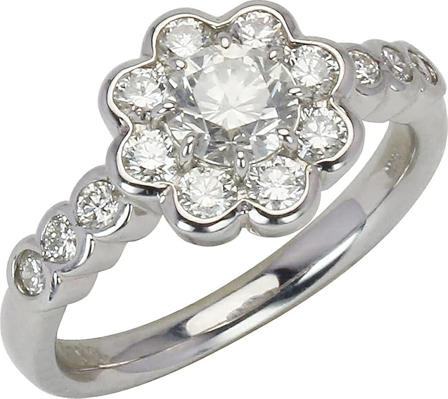 Amazon | [真珠の杜] リング 指輪 レディース ダイヤモンド 計15石 計