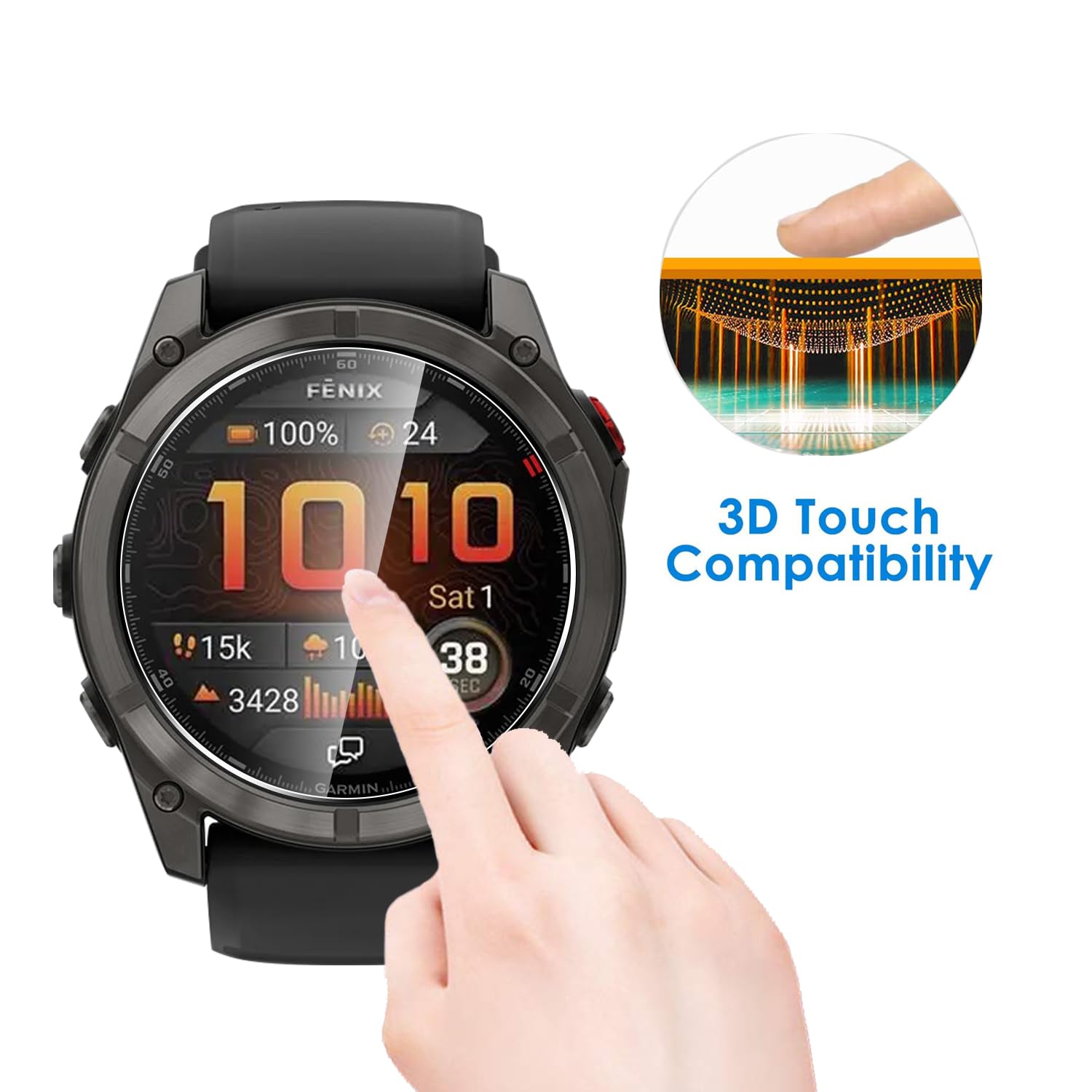 5 sztuk szkła hartowanego do Garmin Fenix 8 51 mm/Fenix 8 Pro 51 mm/Fenix 7x/Fenix 7x Pro, bez pęcherzyków i zadrapań, ochrona ekranu do Garmin Fenix 8 Pro 51 mm, łatwa instalacja