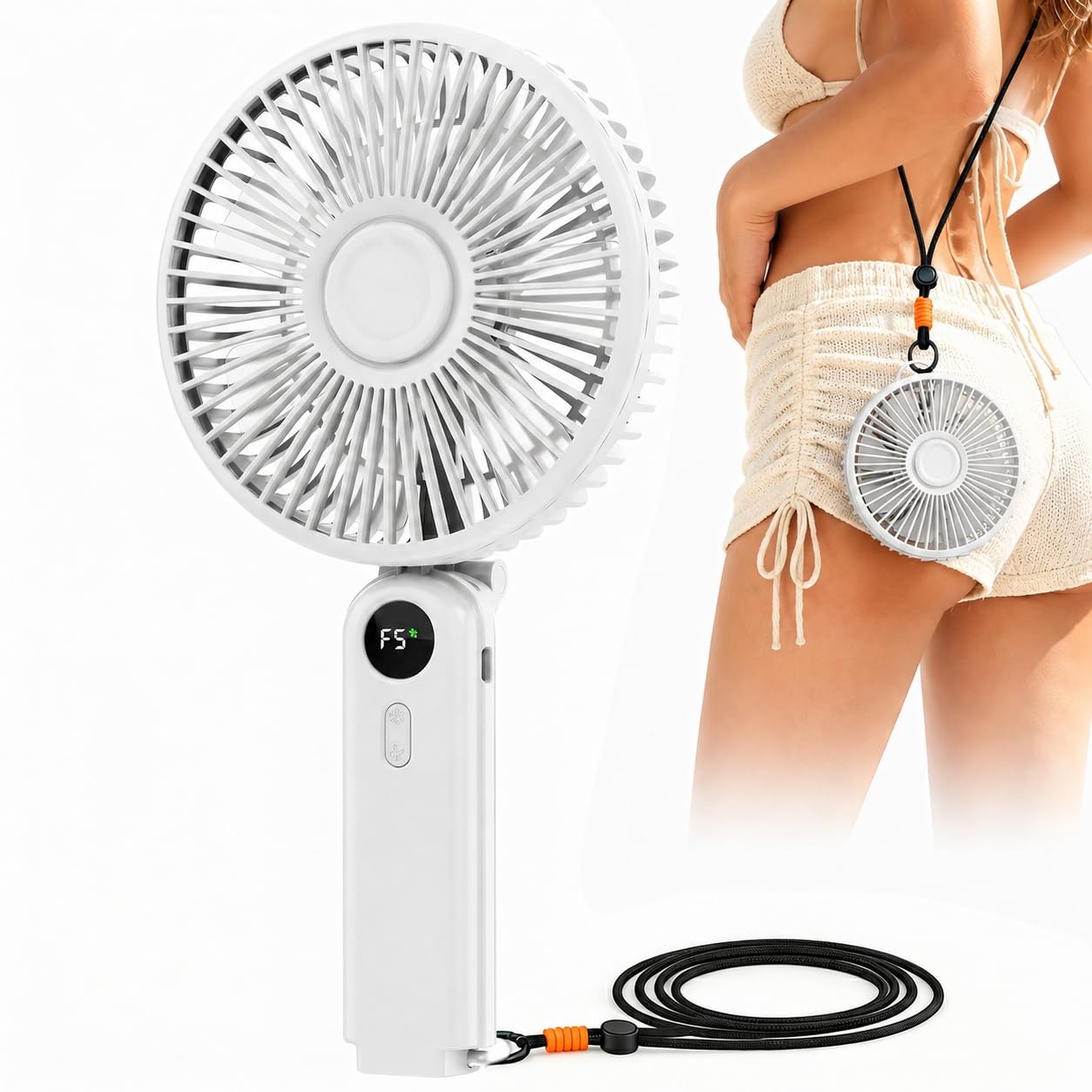 Portable Handheld Fan, 10000mAh Rechargeable 6-Inch Personal Fan for Travel