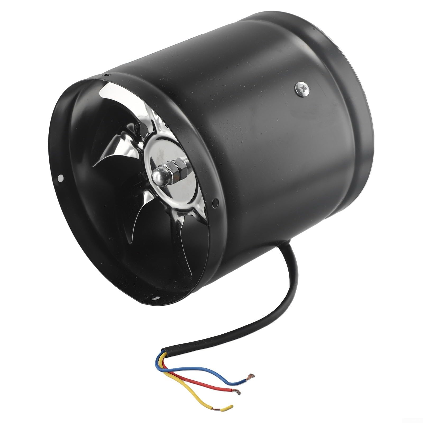 Ventilador de tubo de 150 mm, carcasa de metal, silencioso, 200 – 600 m³/h, 40 W, para cocina, baño, taller, garaje, industrial, aspiración (negro)
