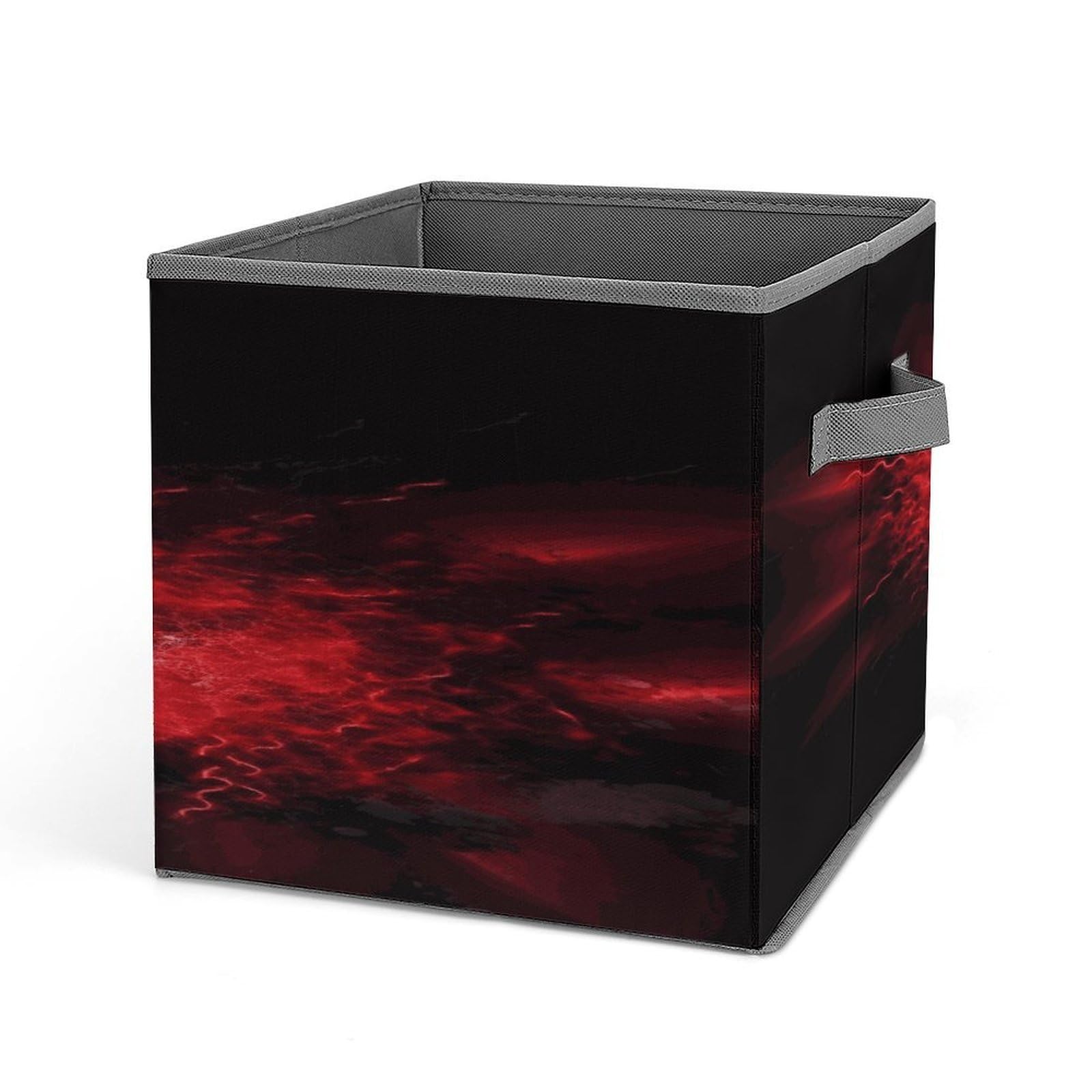 Fodpand Style Explosion Burst Red Black Storage Cubes Foldable Decorative Fabric, Storage Bins Baskets With Handles, Closet Organizers And Storage For Home, Office,Closet, Clothes