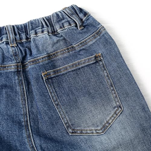 KIDSCOOL SPACE Big Girls Jeans, 5-14T Simple Design Boys Ribbed Waist Denim Pants4
