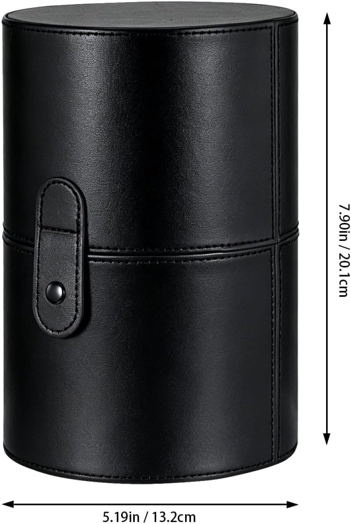 Beaupretty Makeup Brush Holder with Lid Pu Leather Cosmetic Brush Holder Portable Makeup Storage Tube Travel Case 7.91 X 5.19 X 5.19 in image 4