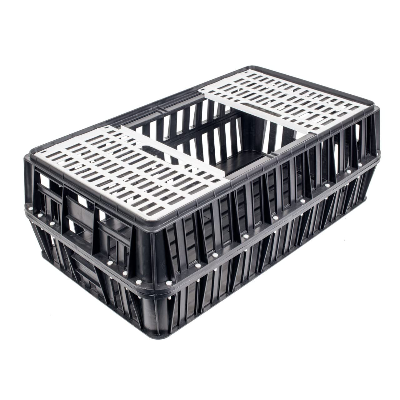 Olba Geflügeltransportkiste, Schwarz, 85x50x35 cm, Faltbar, Transportbox für Hühner