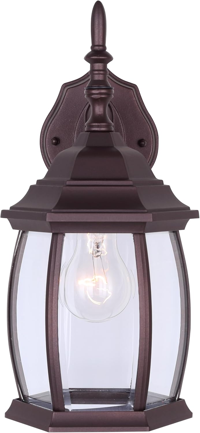 Canarm Outdoor Wall Lantern Twin Pack – Oil Rubbed Bronze Finish, Traditional Style Exterior Light Fixtures for Porch, Garage, or Entryway