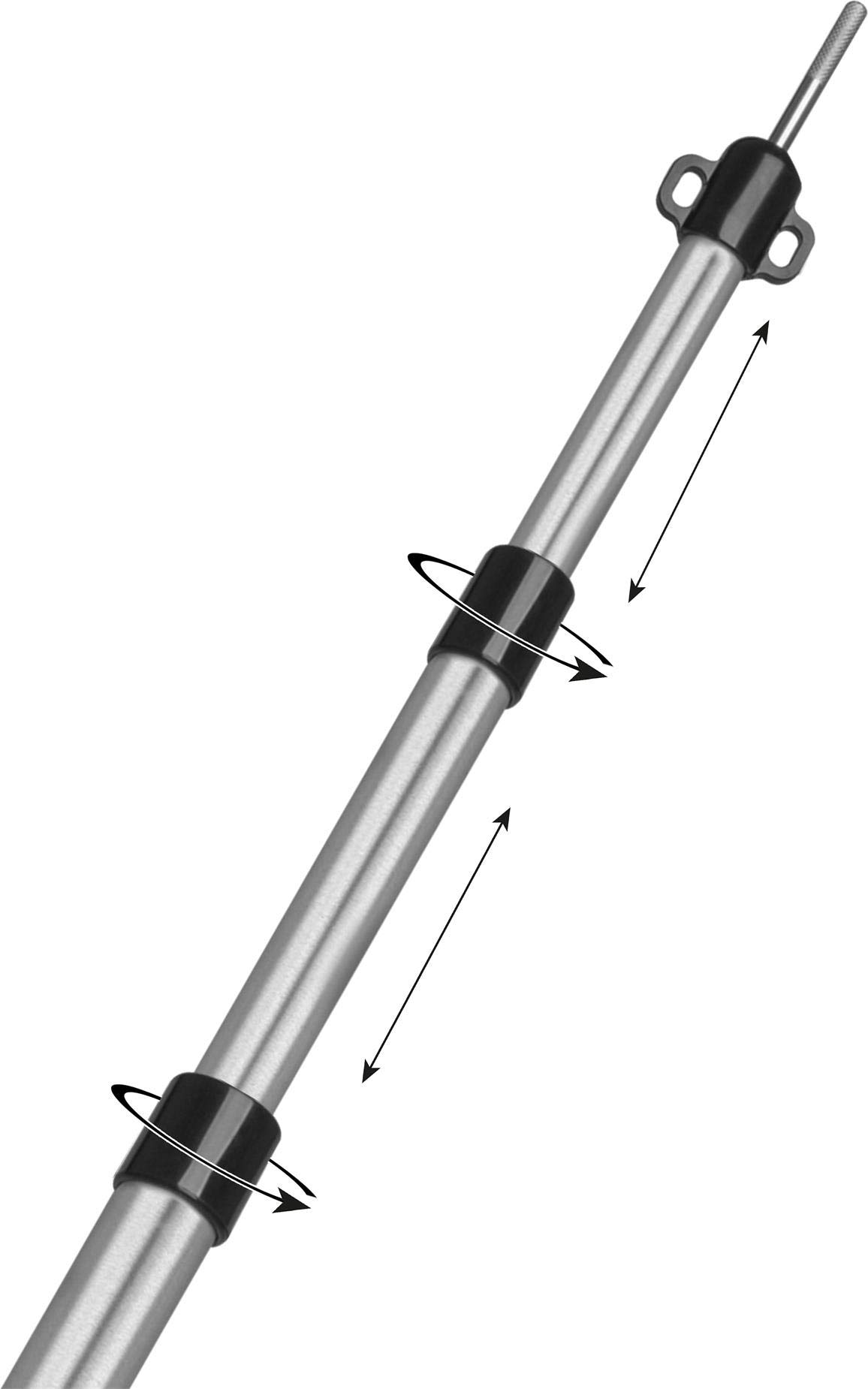 normani Aufstell-Stange Zeltstange Teleskop-Tarpstange 94-240 cm mit Befestigungsösen und Bodenspitze - Alu Stützstange