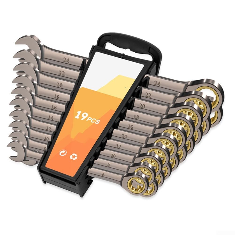 Set di chiavi a cricchetto a 72 denti forgiate in cromo vanadio con testa a doppio uso con acciaio Torx per la riparazione di auto e elettrodomestici (19 pezzi 624)