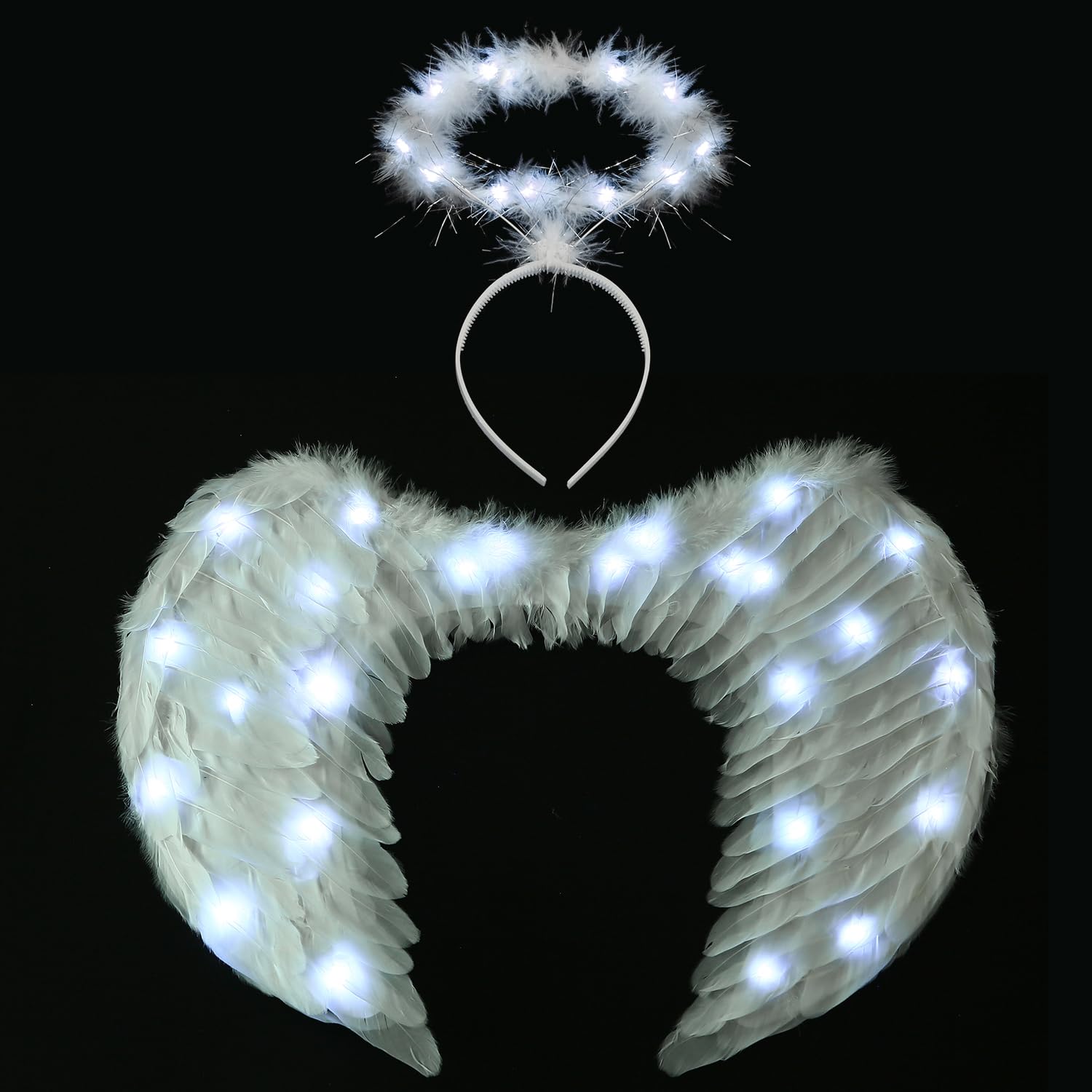 Ptesuply Angel Wings Adult, Light Up Angel Wings and Halo with LED Lights- 3 Light Modes - Image 2