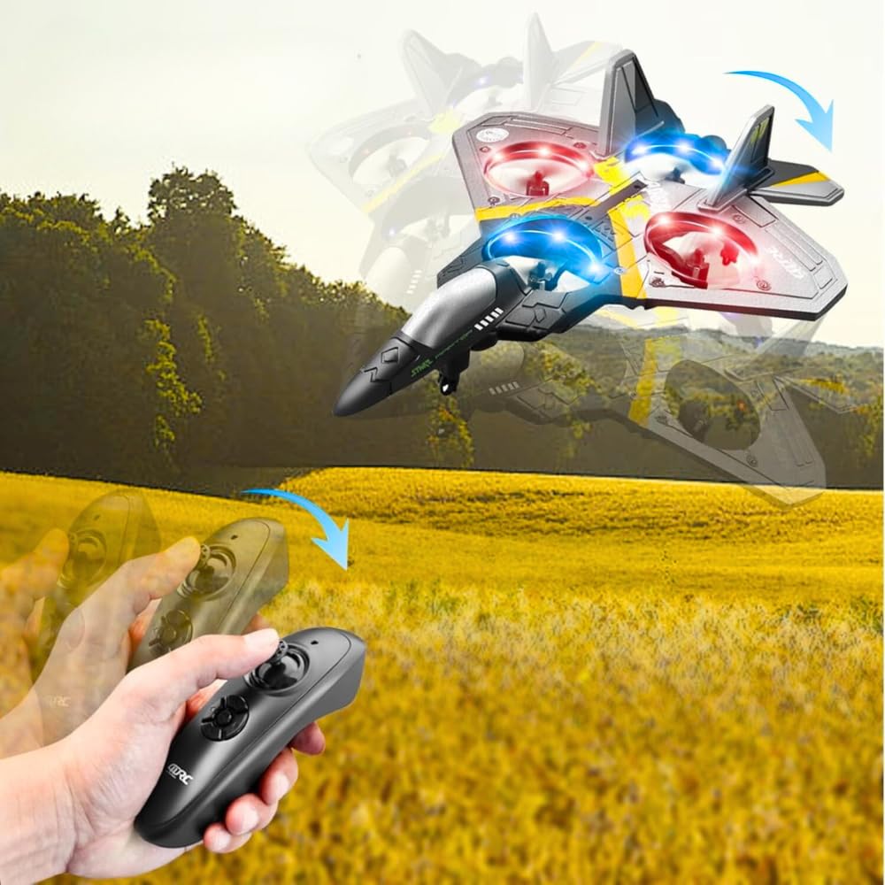 Dron Raptor F22 figurki 360° zdalnie sterowany samolot RC 2,4G | Kontroler ruchu pionowy start | 4 śmigła Quadcopter Summer Toy Freestyle