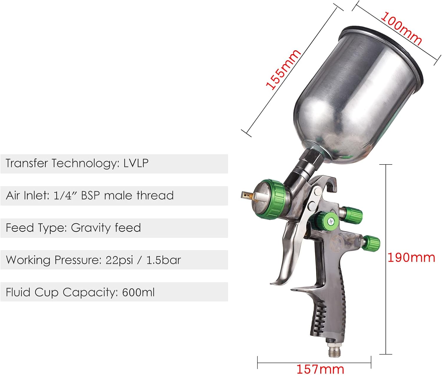 Feed Air Spray Gun,LVLP 重力フィードエアスプレーガン ミニペイントスプレーガンキット 1.3 【手入】