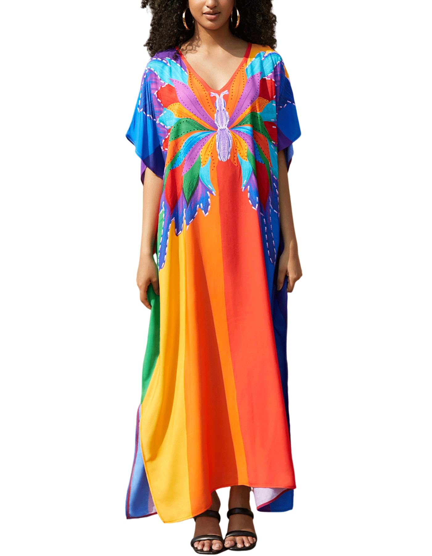 NFVNKJ Women's Plus Size Beach Lounge Kaftan Maxi Dress Swimsuit Coverup for Women